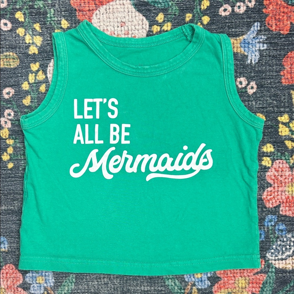 Sweet Honey Green Mermaid Graphic Tank Top, Size 3T